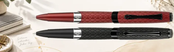 Cobra Tintenroller guillochiert – Schwarz & Burgunderrot