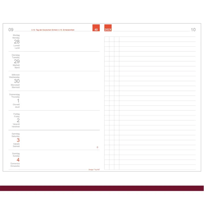X17 Wochenkalender Links 2027 – in A5 und A6