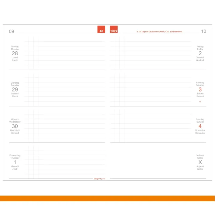 X17 Wochenkalender Quer 2027 – in A5 und A6