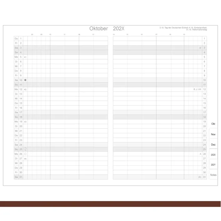 X17 Monatskalender Classic 2027 – in A5 und A6
