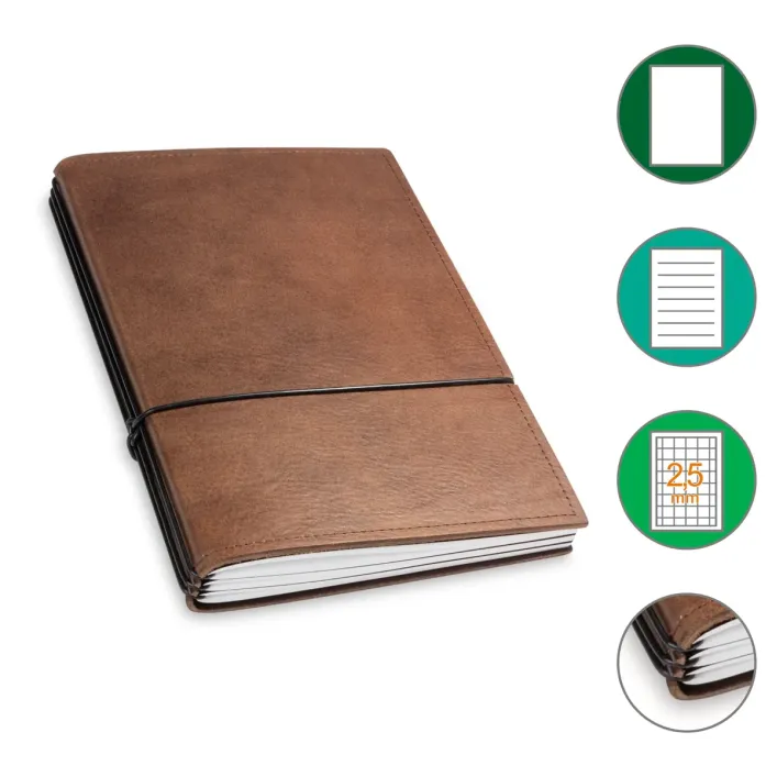 X17 Notizbuch & Kalender Echtleder 3er – A5